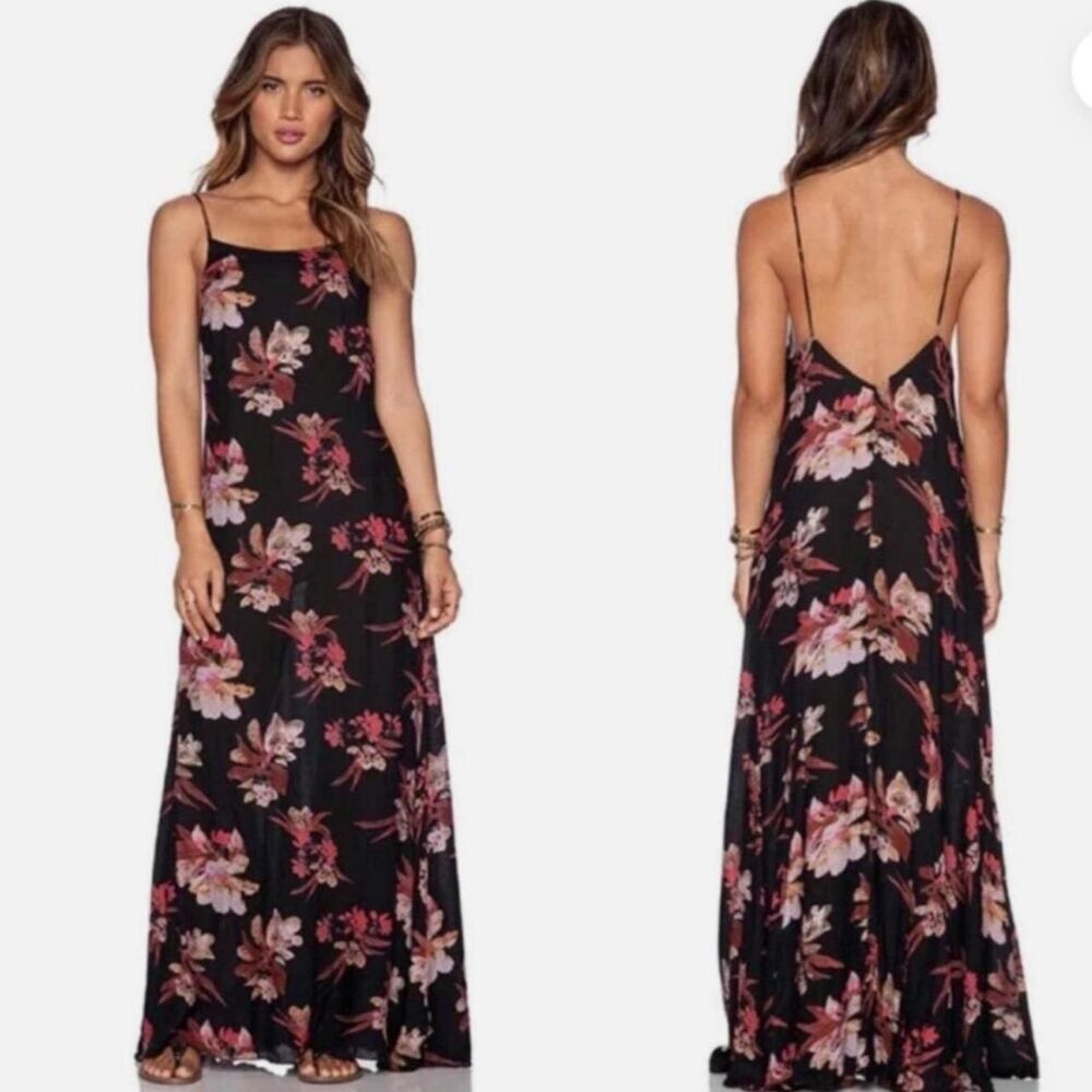 Intimately Free People Star Chasing Floral Maxi Dress M Black Whimsigoth